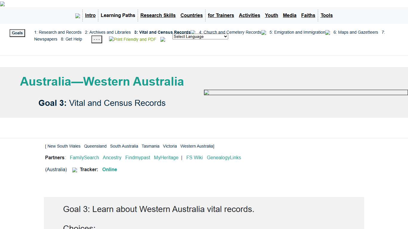 Vital/Census: W. Australia, Australia, Goal 3